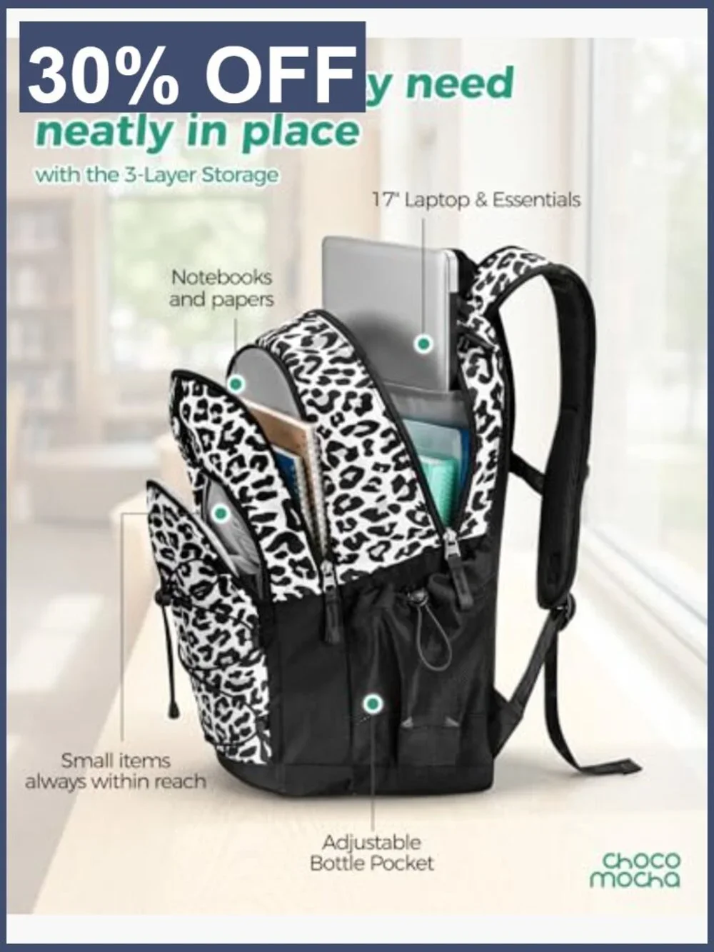 Teen Girl Backpack - 18 Inch Travel School Laptop Bookbag for Middle School